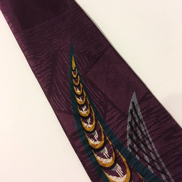 LT Designs Neck Tie 100% Silk Purple Gray Green - Picture 5 of 8